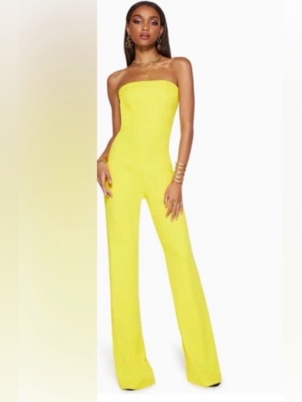 RAMY BROOK NY Vivian Yellow Strapless Wide Leg Jumpsuit 4 MSRP $425